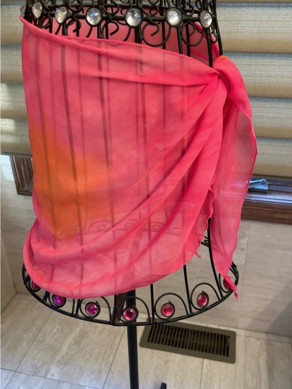 Women’s Hot Pink/Orange Tie Dye  Sheer Bathing Suit Coverup Sarong